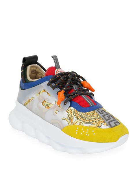 versace chain reaction white red sneaker|cheap Versace chain reaction sneakers.